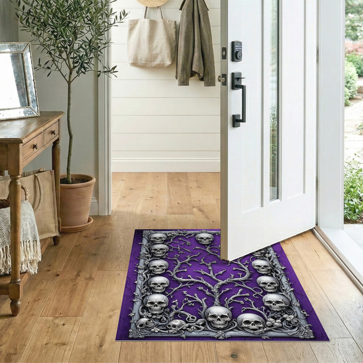 Purple Gothic Skull Branch Area Rug