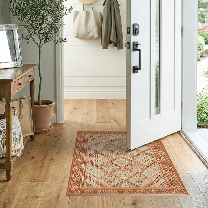 Orange Southwestern Area Rug