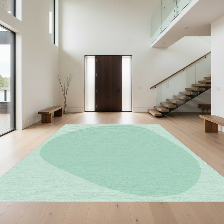 Soft Teal Organic Shape Rug