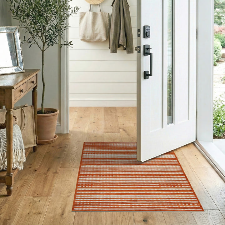 Geometric Modern Striped Orange Striped Geometric Area Rug