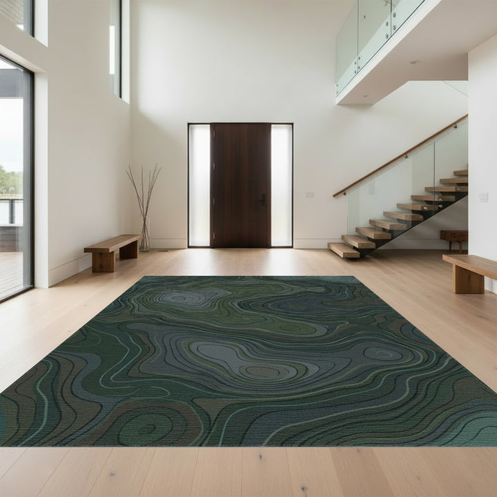 Deep Forest Contour Organic Rug