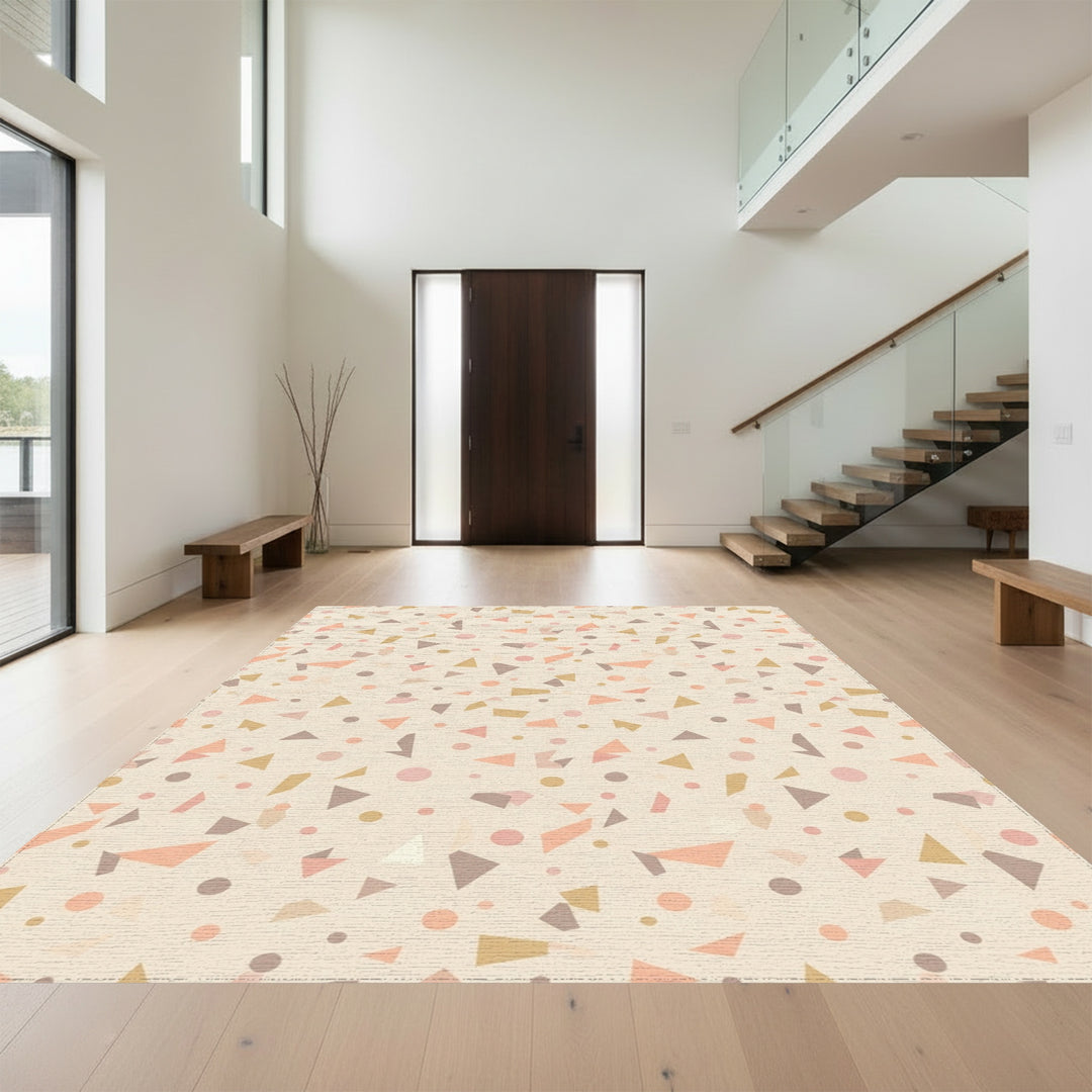 Soft Pastel Terrazzo Shapes Rug