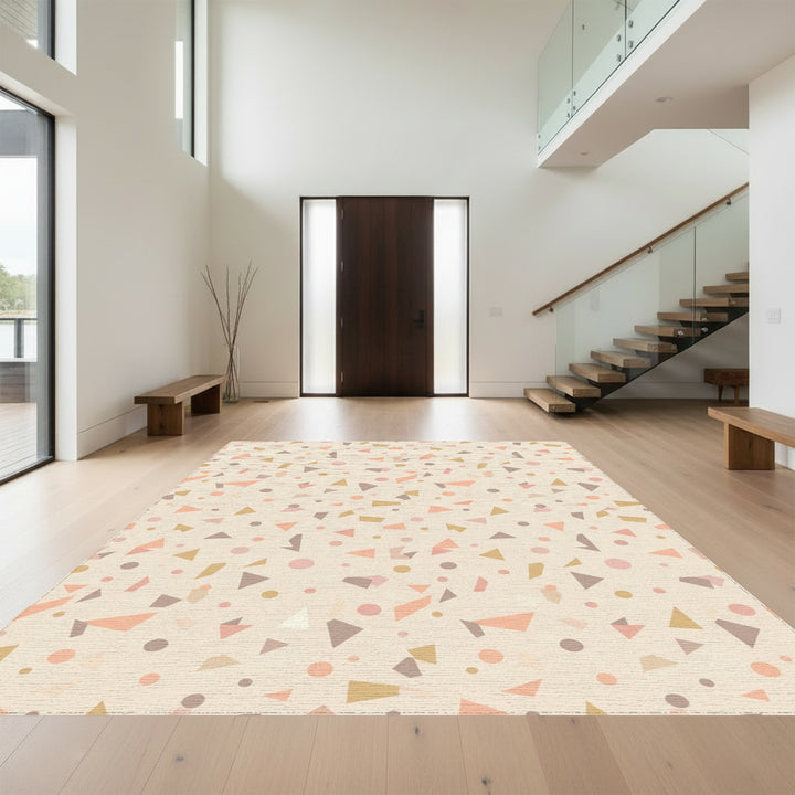 Soft Pastel Terrazzo Shapes Rug