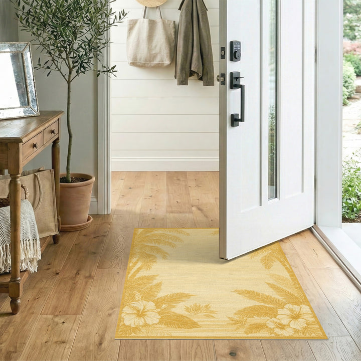 Yellow Palm Tree Hibiscus Area Rug