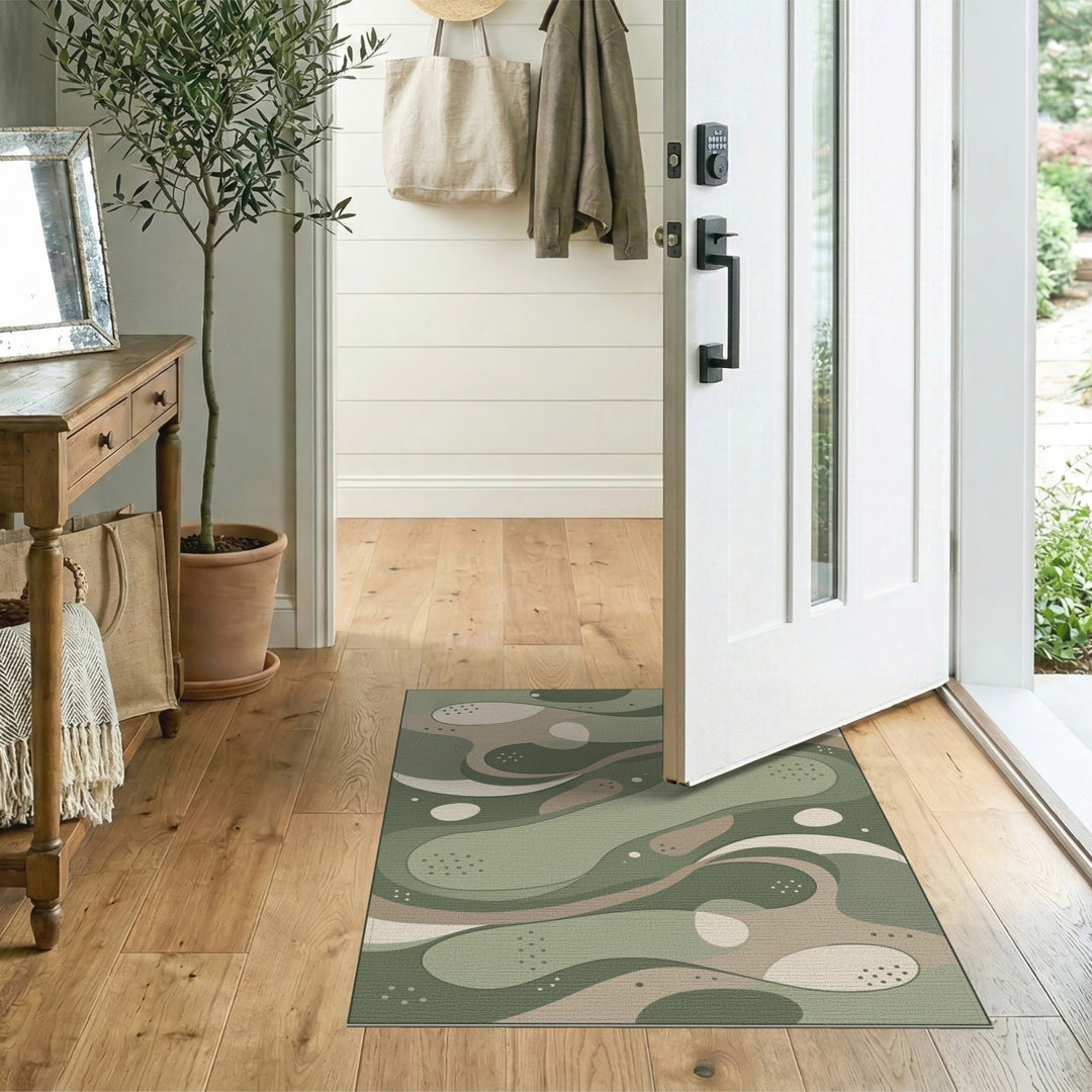 Organic Flow Green Abstract Area Rug