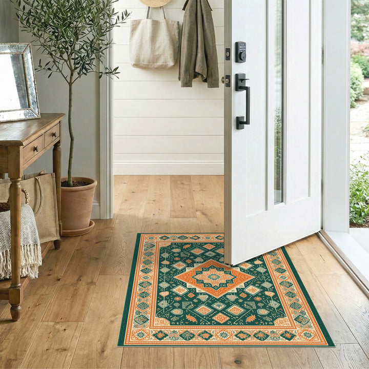 Green Geometric Heritage Area Rug