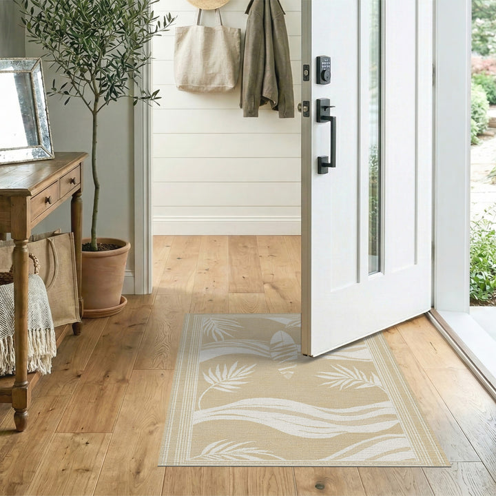 Beige Coastal Surfboard Wave Area Rug