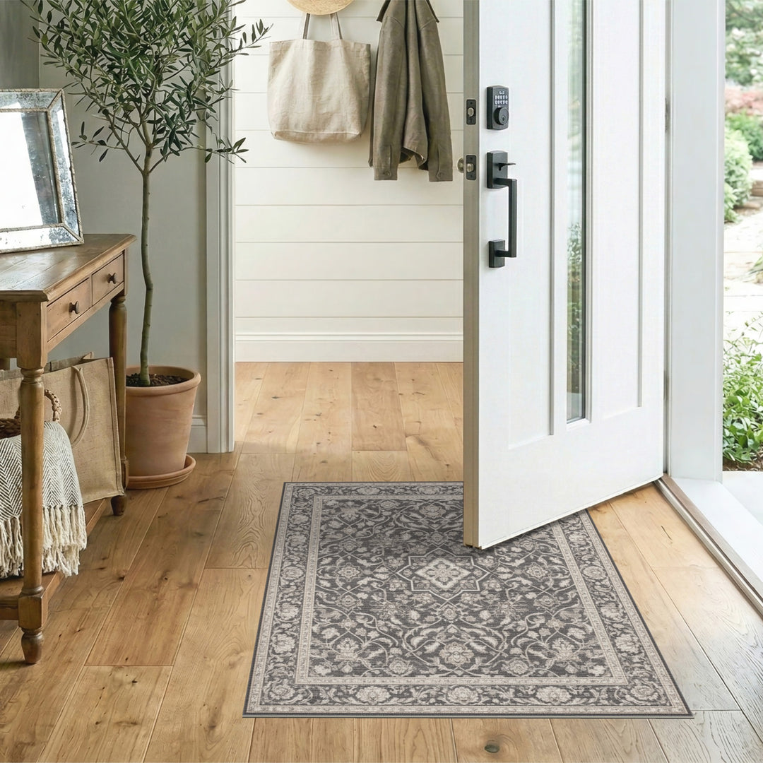 Black White Traditional Persian Area Rug