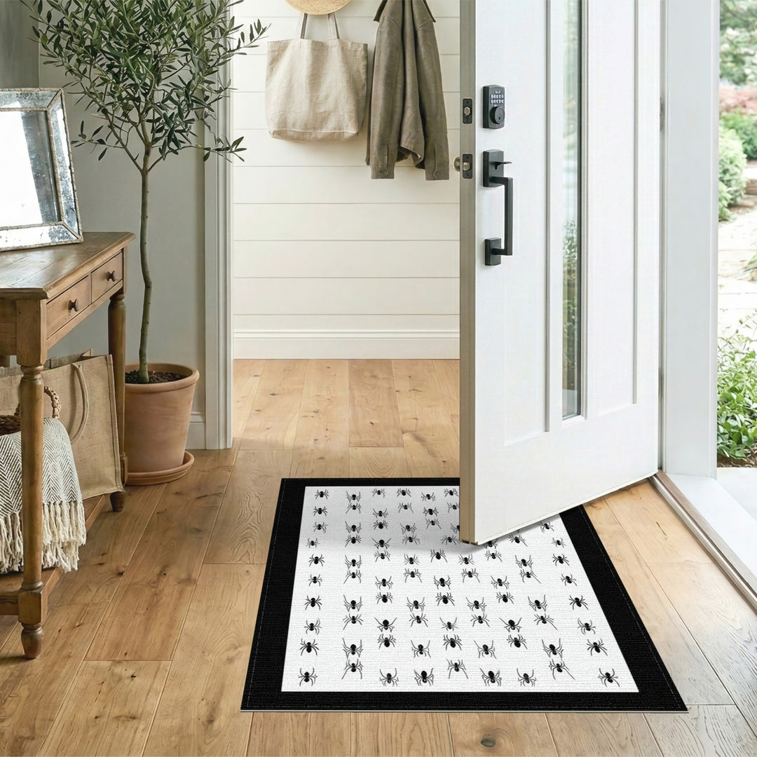 Black Spider Silhouette Washable Area Rug