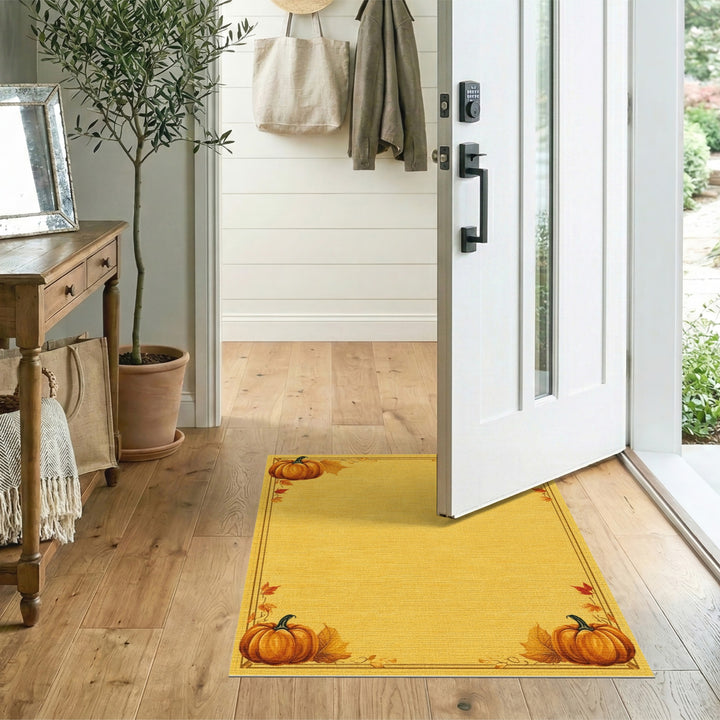 Autumn Pumpkin Yellow Area Rug