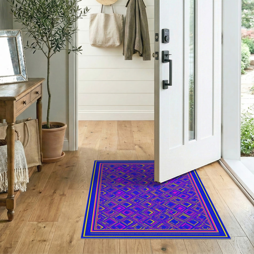 Vibrant Neon Geometric Area Rug
