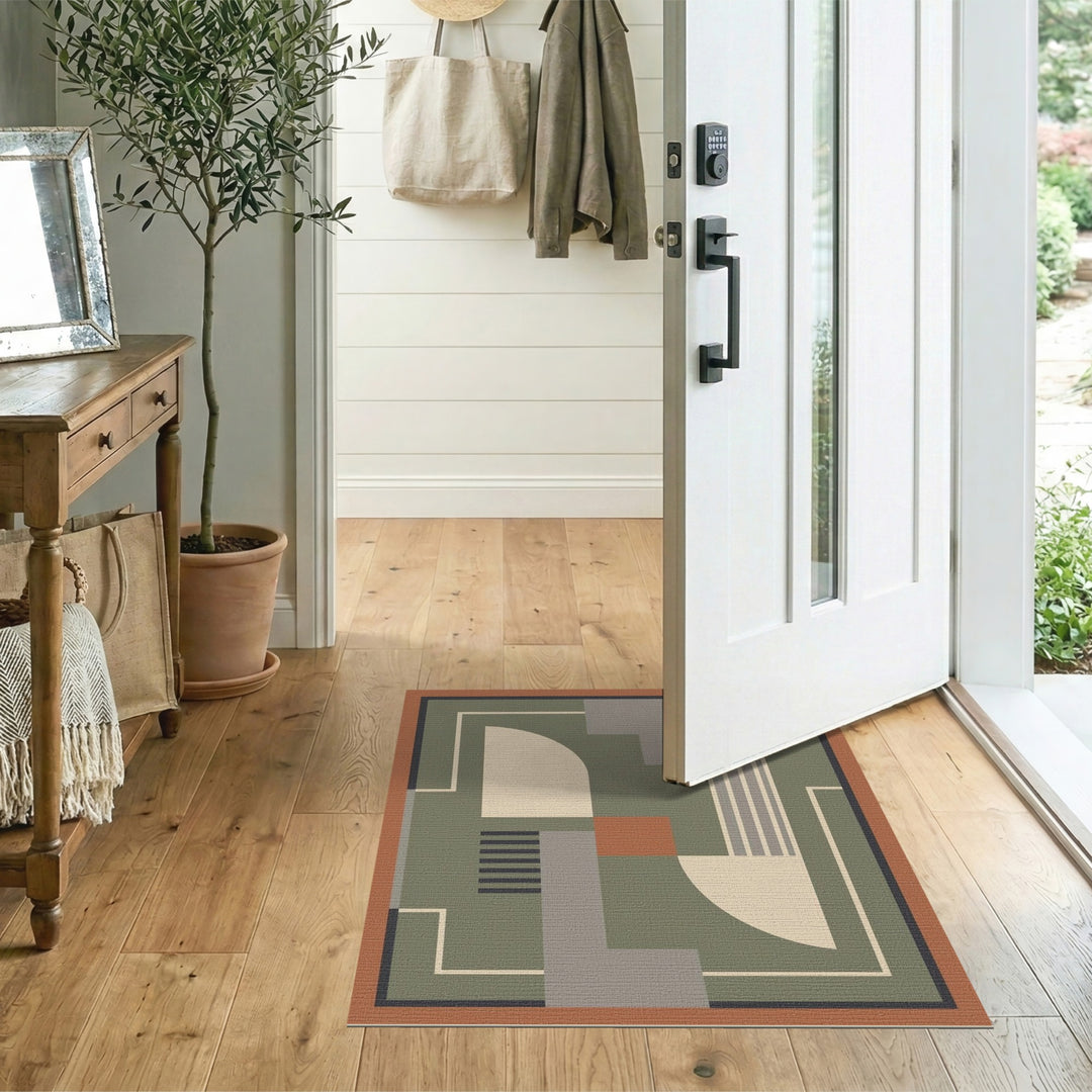 Green Geometric Modern Area Rug