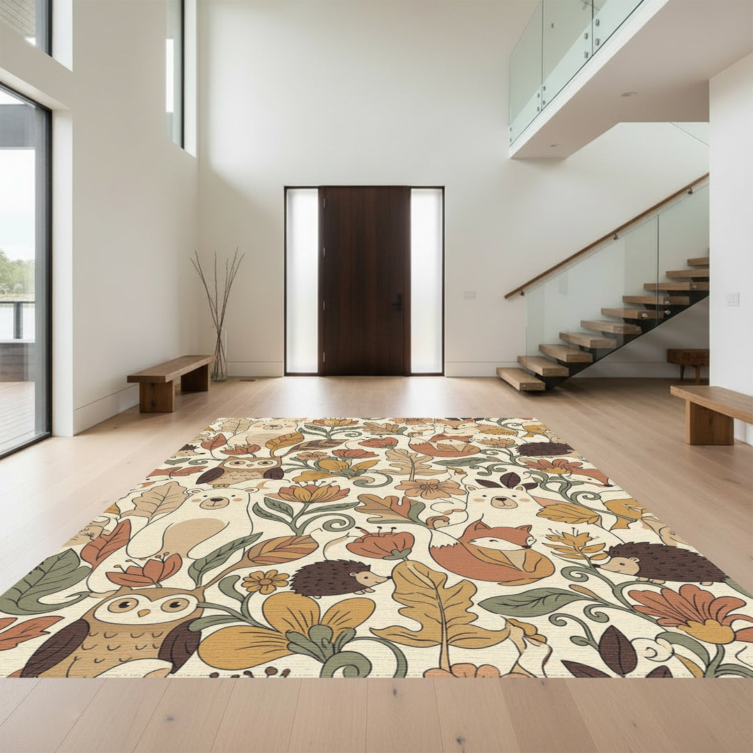 Whimsical Forest Woodland Friends Rug