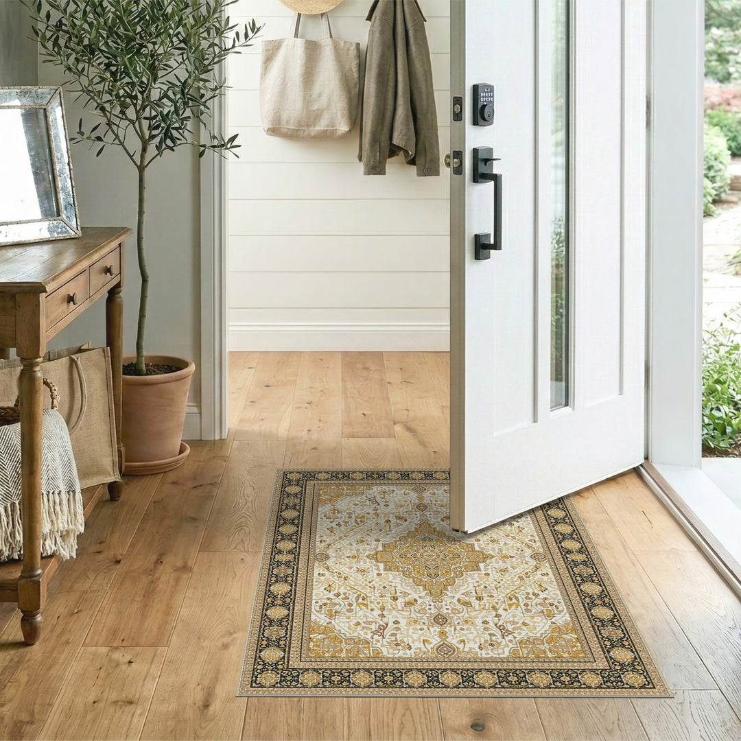 Traditional Persian Gold Medallion Persian Area Rug