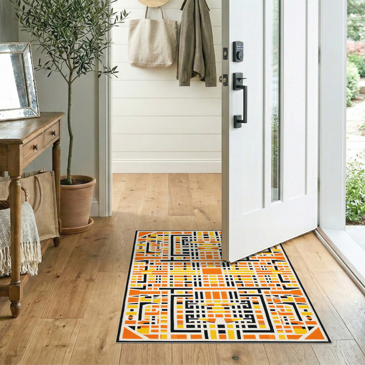Orange Geometric Modern Area Rug