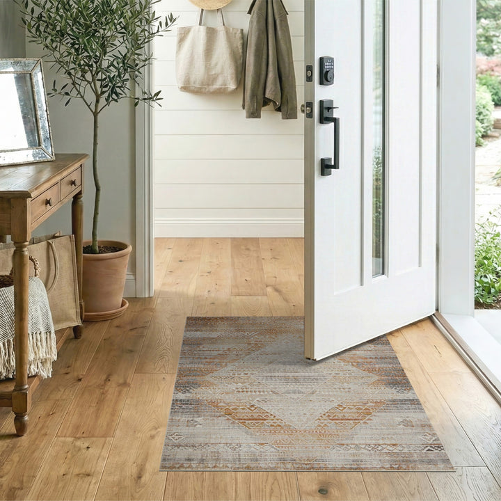 Beige Tribal Diamond Area Rug