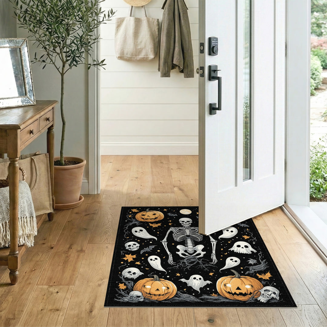 Spooky Skeleton Halloween Area Rug