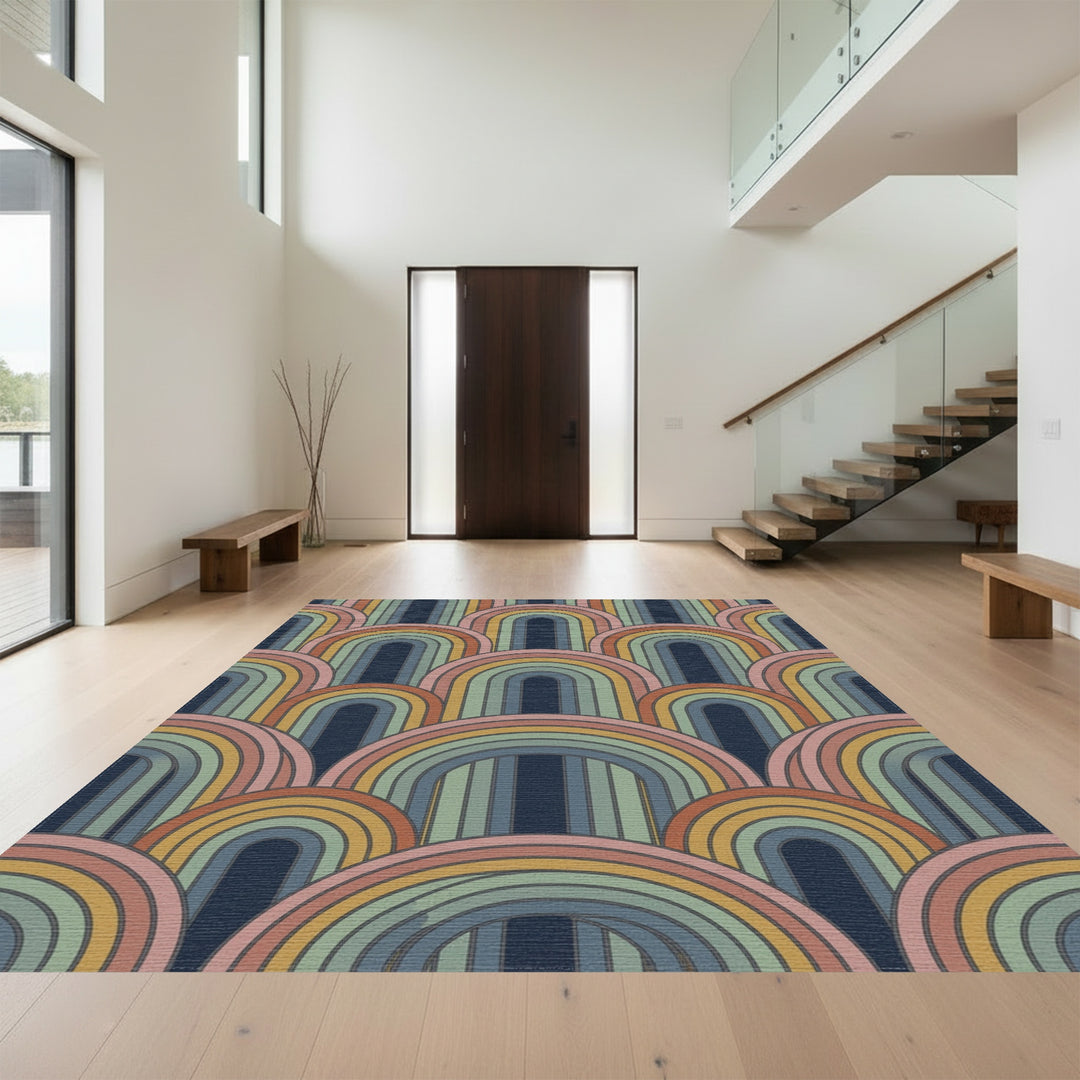Colorful Arc Mid Century Modern Rug