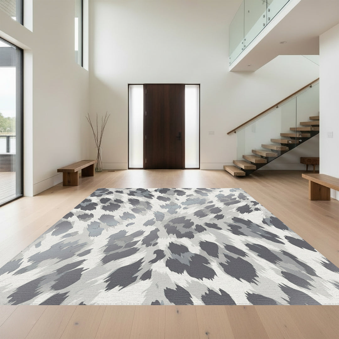 Abstract Spotted Gray White Rug