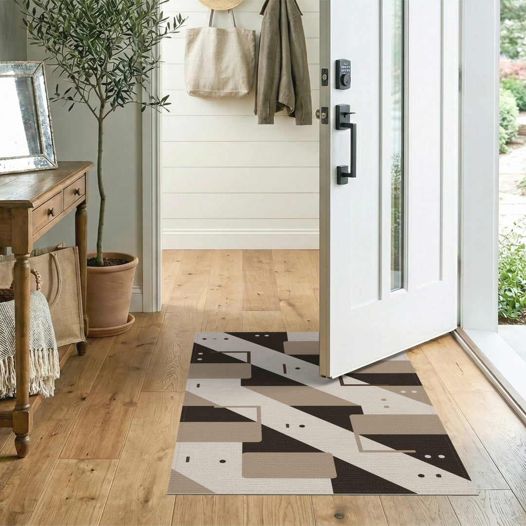 Modern Geometric Brown Tan Area Rug