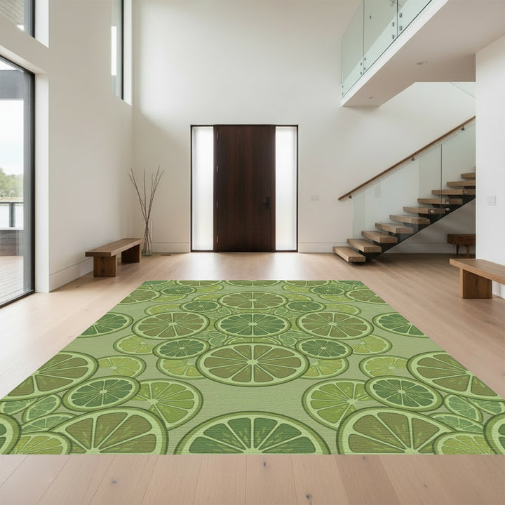 Green Citrus Fruit Slices Mandala Rug