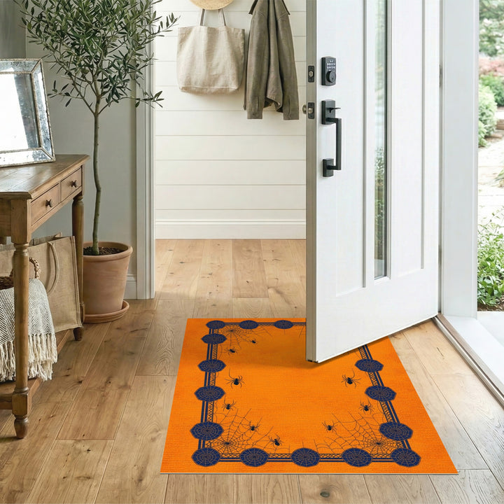 Orange Spider Web Kids Area Rug