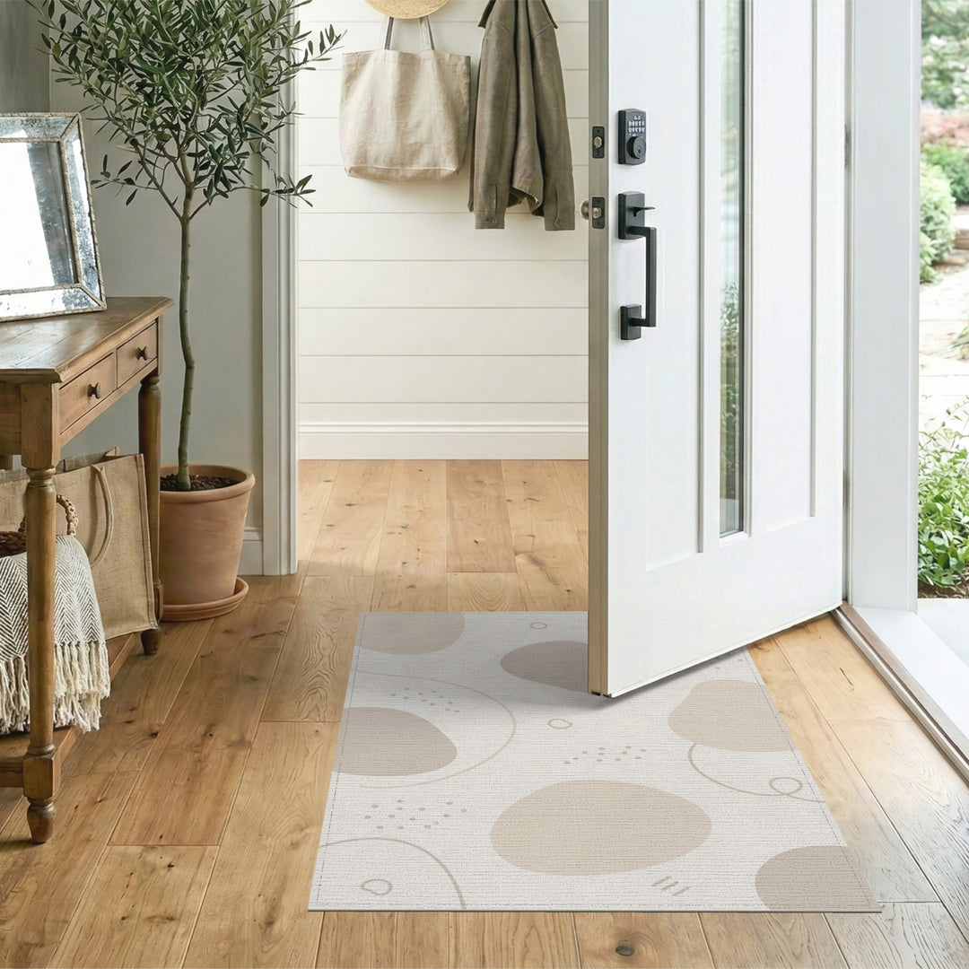 Beige Organic Abstract Area Rug