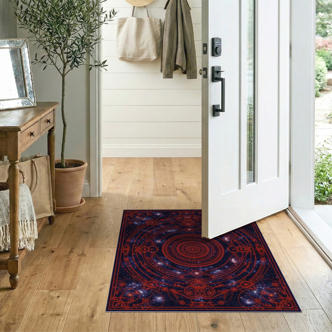 Red Celestial Mandala Area Rug