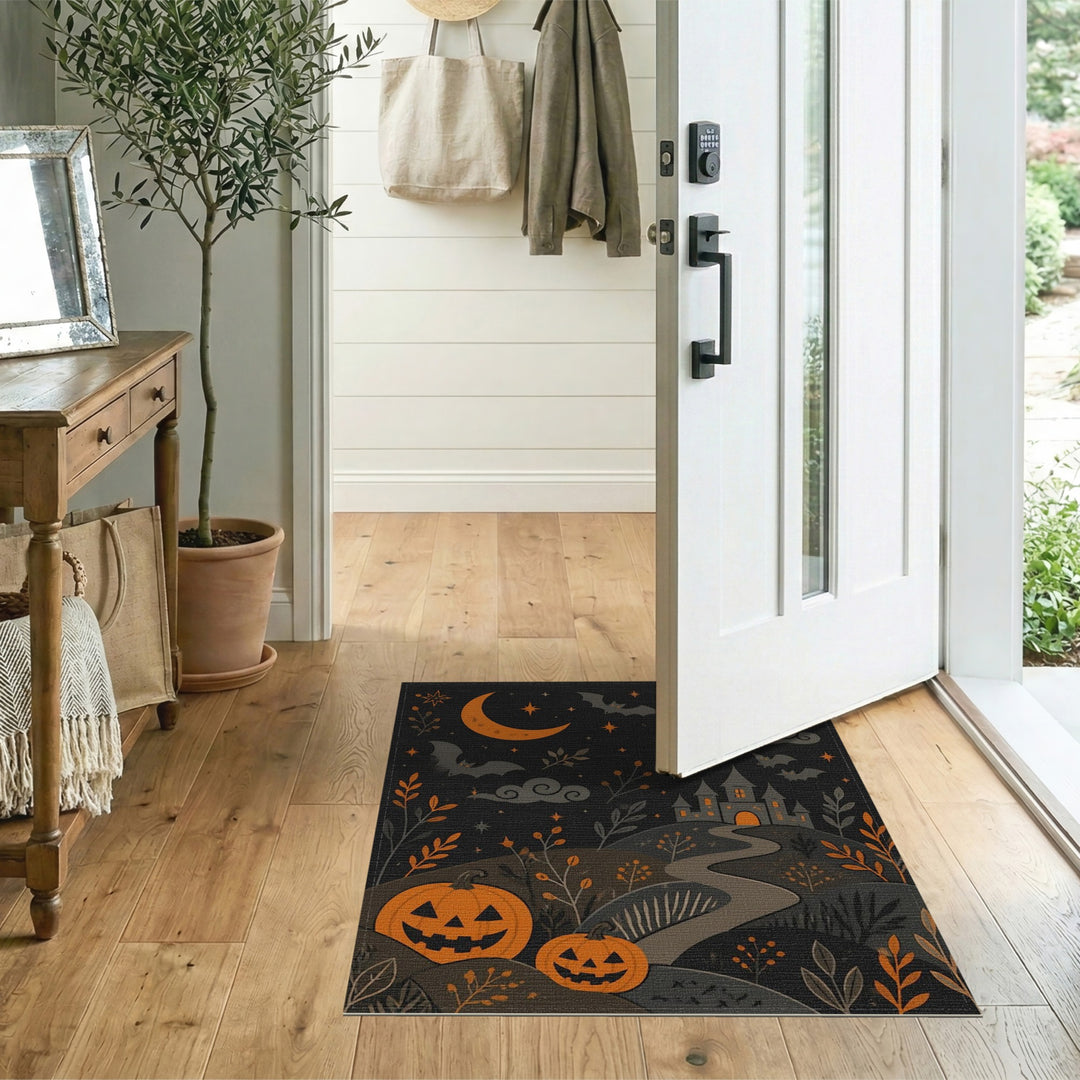 Halloween Haunted Castle Pumpkins Area Rug
