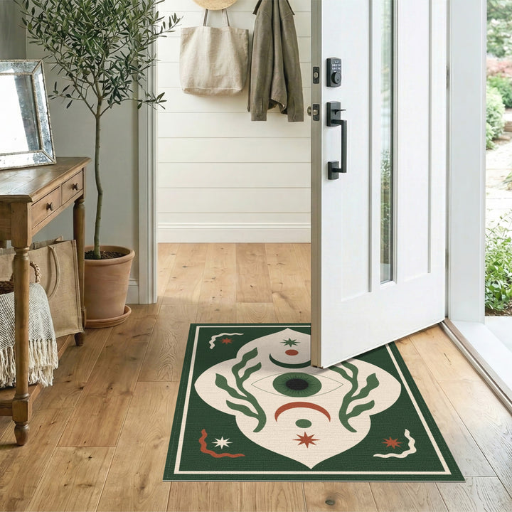 Green Mystic Eye Boho Area Rug