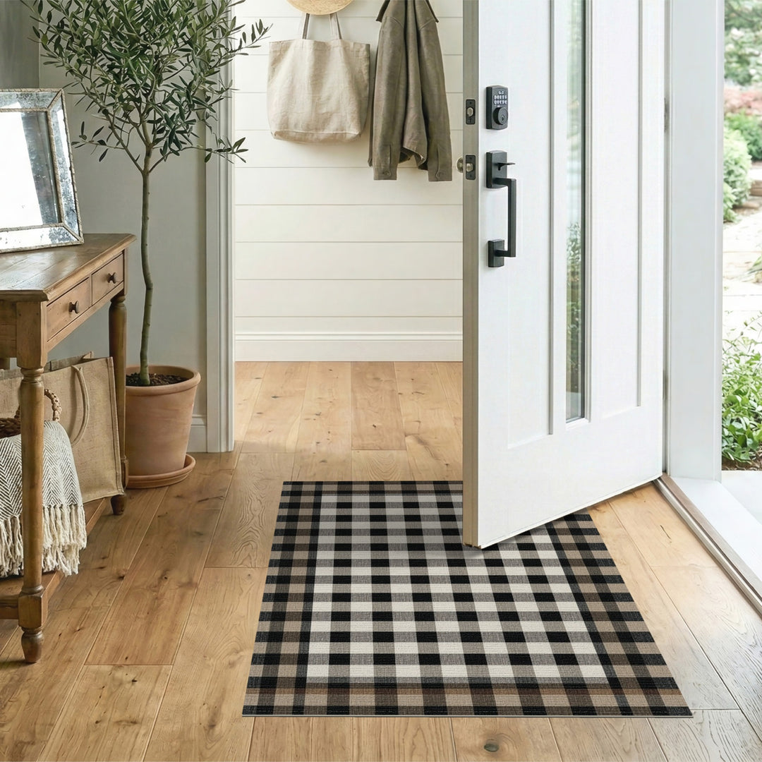 Black White Checkered Area Rug