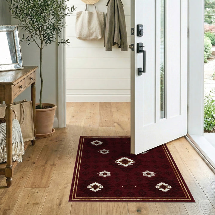 Red Southwestern Geometric Area Rug