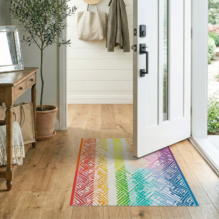 Vibrant Geometric Modern Vibrant Rainbow Geometric Area Rug