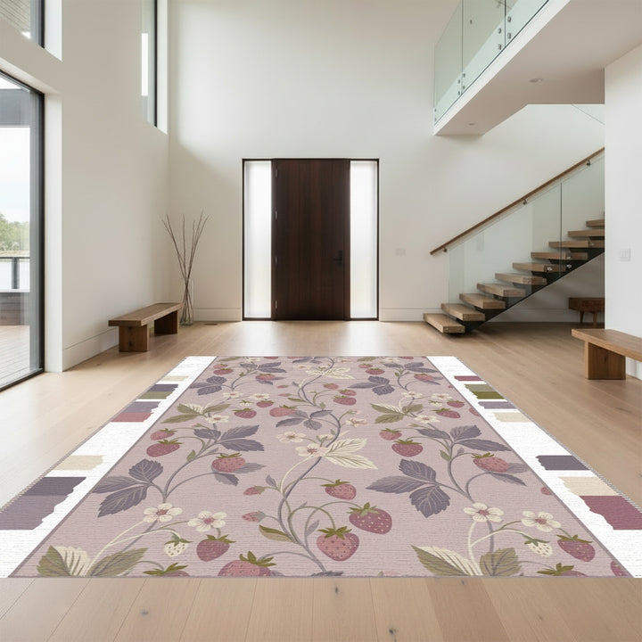 Dusty Rose Strawberry Vine Flourish Rug