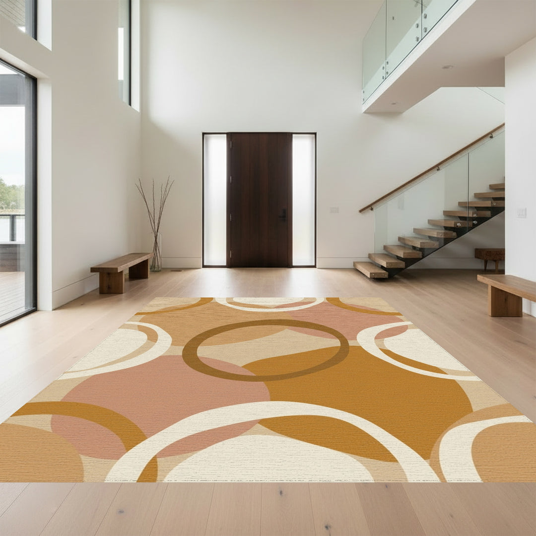 Earthy Geometric Abstract Circles Rug