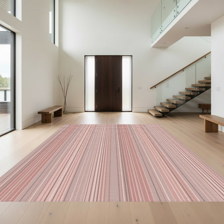 Soft Blush Stripe Textured Rug