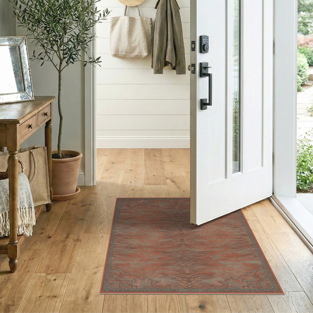 Distressed Vintage Red Distressed Abstract Area Rug