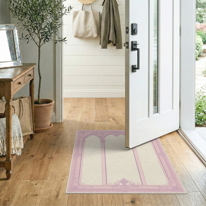 Pink Ornate Triple Arch Area Rug
