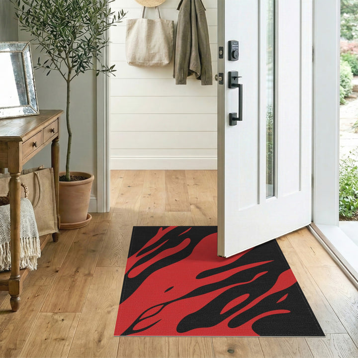 Bold Red Flame Washable Area Rug
