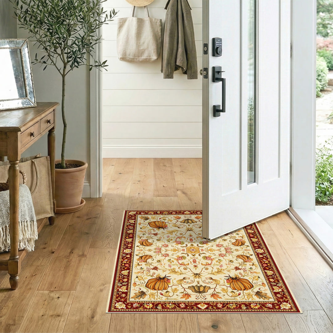 Multi-color and Patterns Autumn Pumpkin Floral Area Rug