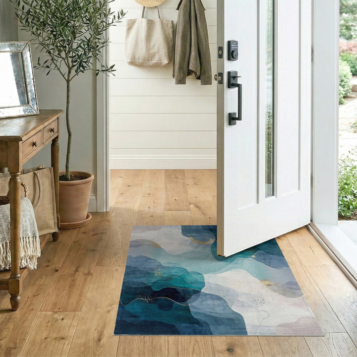 Abstract Area Teal Blue Abstract Area Rug
