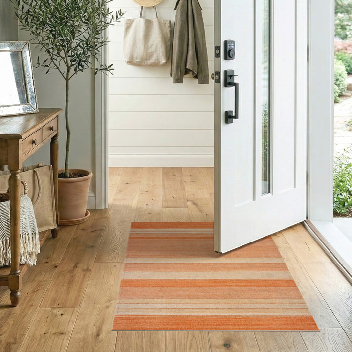Orange Striped Geometric Area Rug