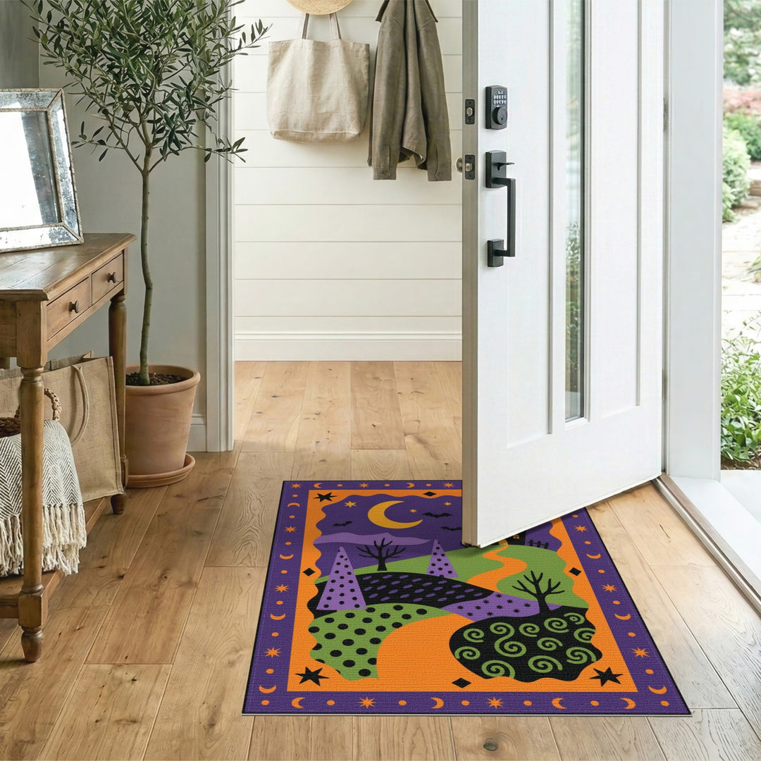 Halloween Castle Purple Kids Area Rug