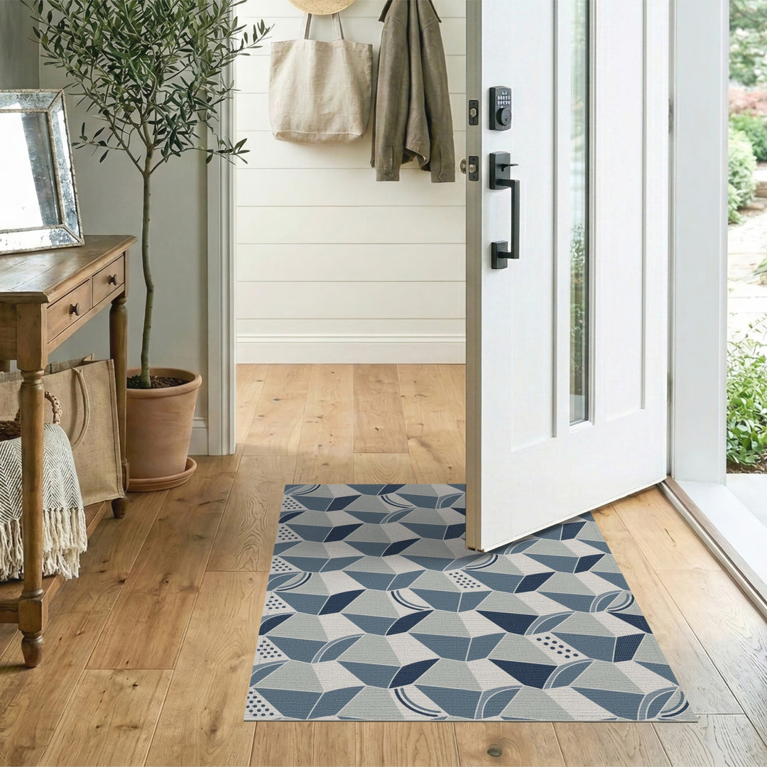 Modern Blue Geometric Modern Area Rug