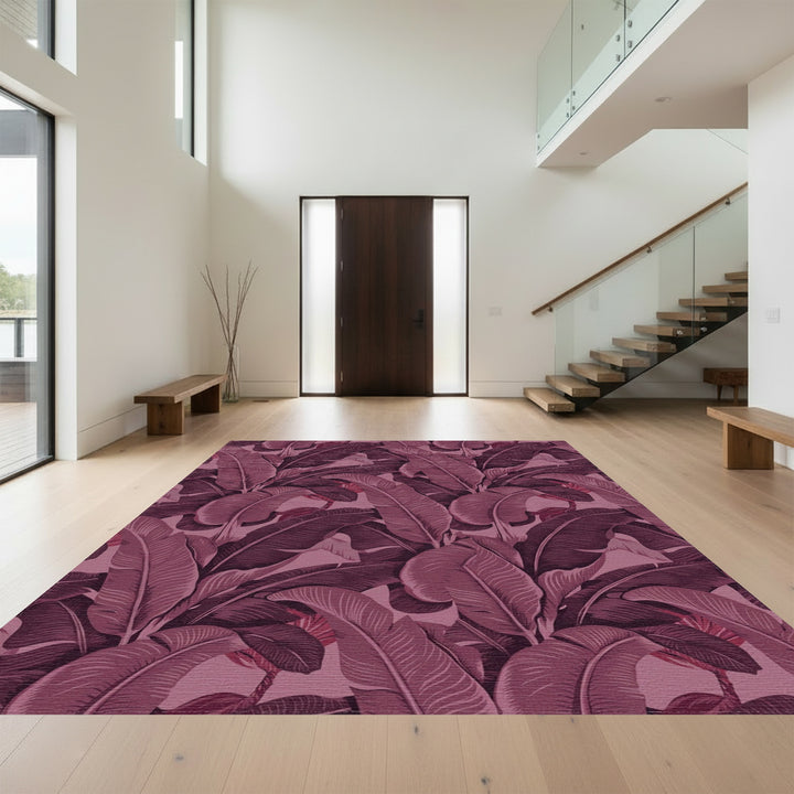 Rich Plum Banana Leaf Canopy Rug