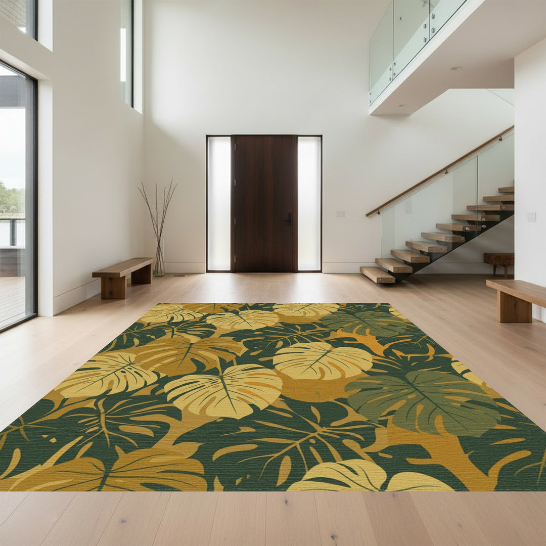 Earthy Monstera Tropical Foliage Rug