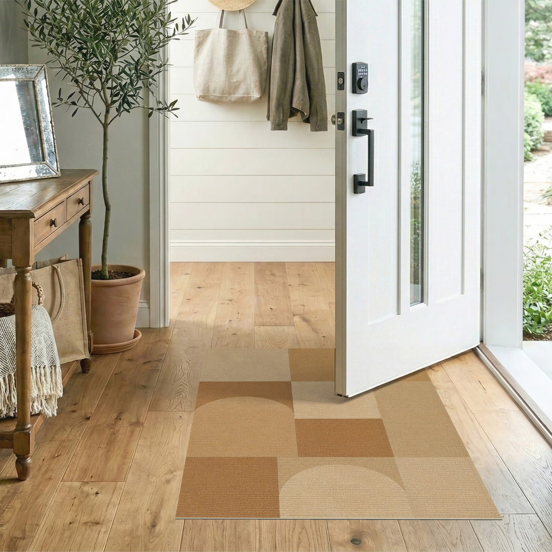 Geometric Brown Tan Area Rug