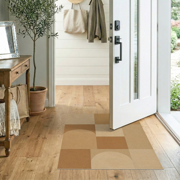 Geometric Brown Tan Area Rug