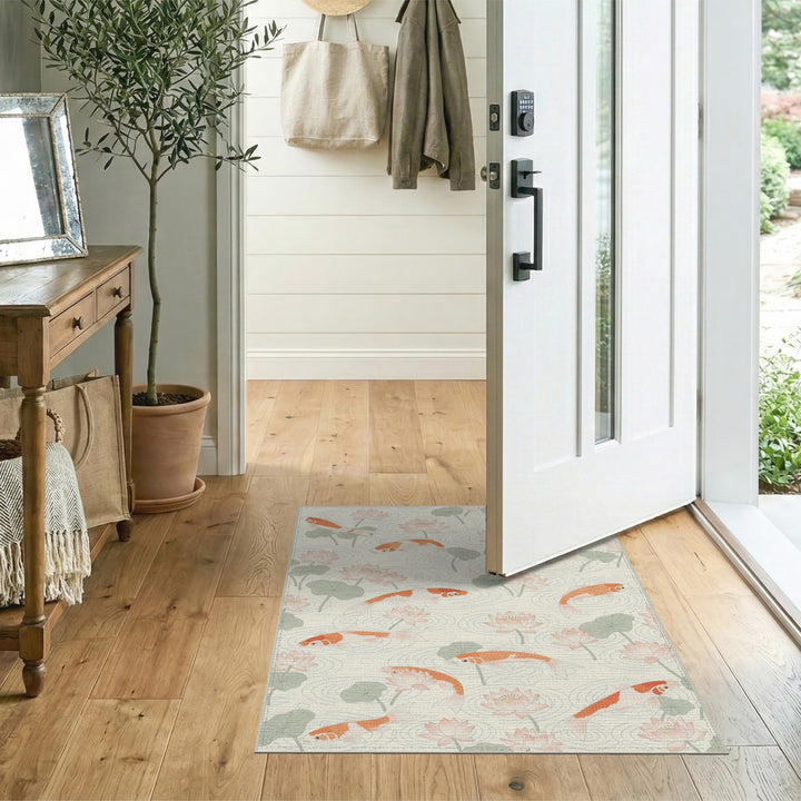 Koi Lotus Floral Area Rug