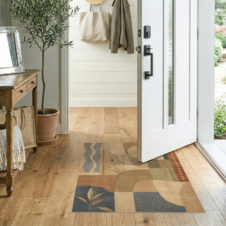 Abstract Brown Tan Geometric Area Rug